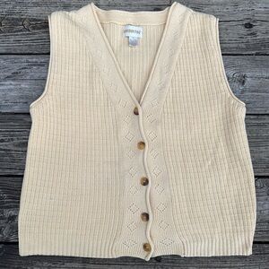 London Fog Cream Button-Up Cardigan Vest